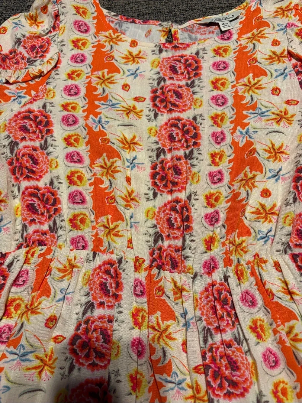 The Pioneer Woman Orange & Pink Floral Short-Sleeve Girls Dress